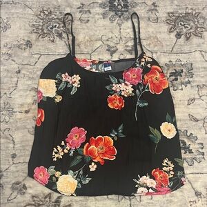 Old Navy Black Floral Spaghetti Strap Camisole